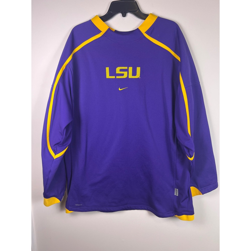 Nike LSU Tigers Long Sleeve Shirt Purple Yellow Mens XL Capitol One Bowl